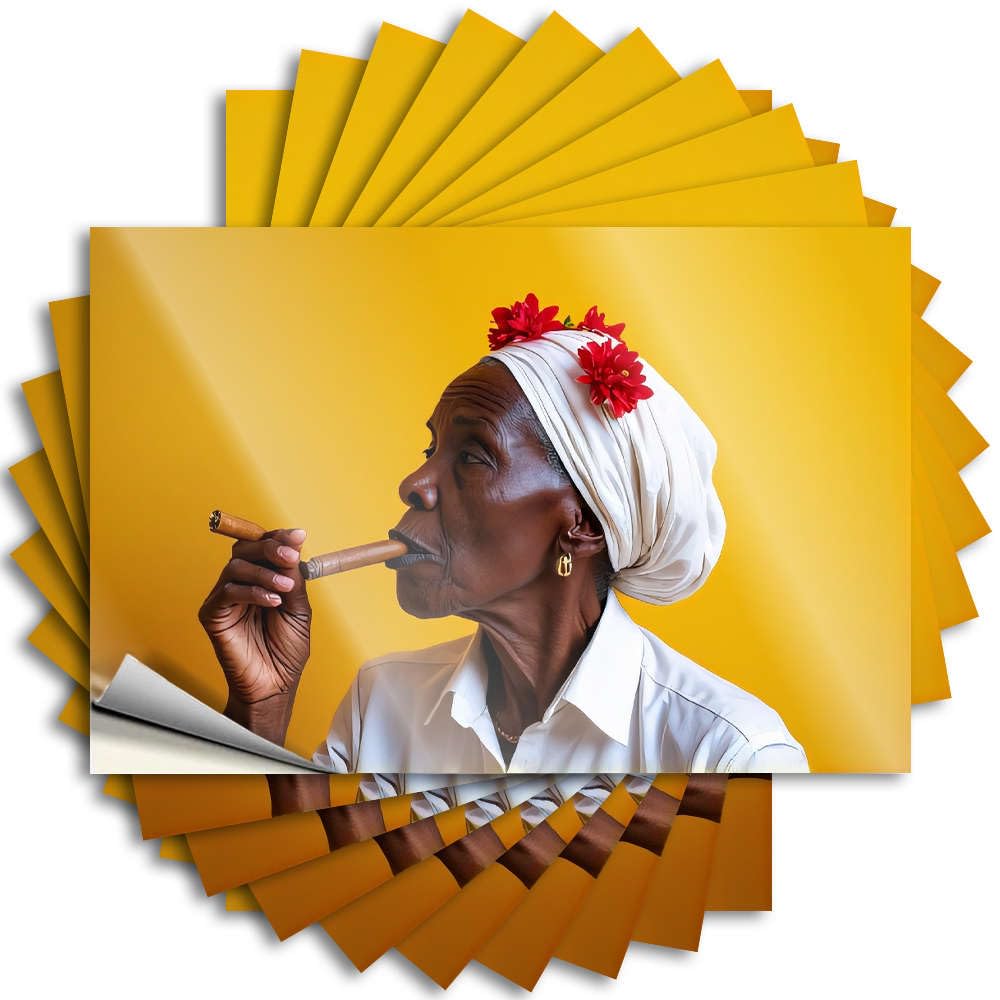 Quote Tiny Outdoor Porch Decor Waterproof - Woman Smoking Cigar with Flowers in Hair. Cover Self Adhesive Decal for Gamer Use(6X9CM)