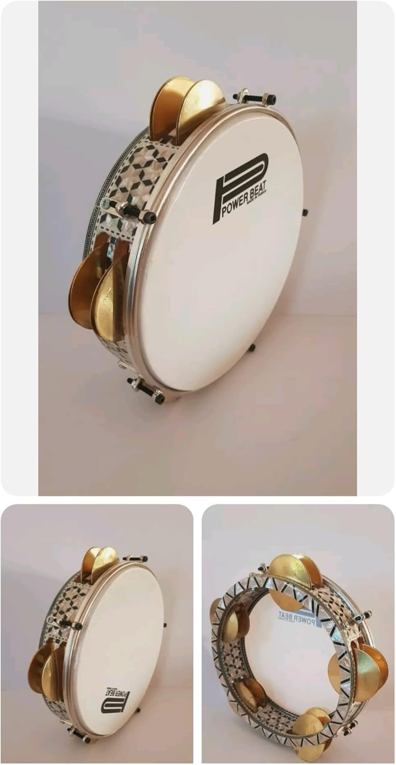 Riq 22cm Egyption Tambourine, Stars design, Made from Natural Abalone shells, Sold by Maria stores. (star)