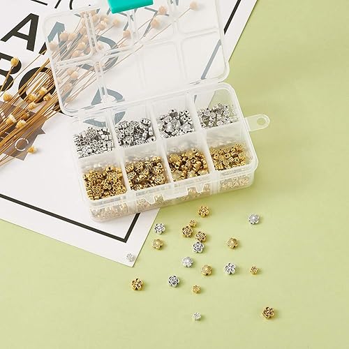 Miniatura 5 de Mega Pet 400 unids/caja de 4 estilos tibetano antiguo dorado y plateado espaciador cuentas flor estrella suelta espaciadores encantos para pulsera