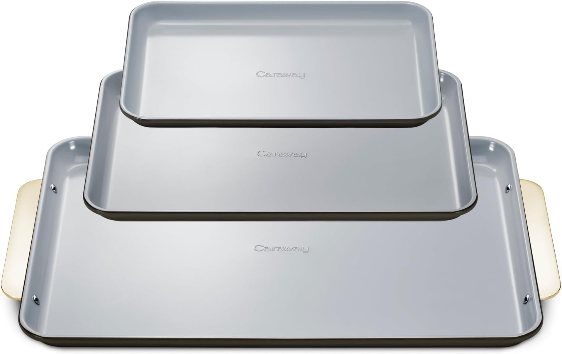 Non-Stick Ceramic Baking Sheet Trio - Naturally Slick Ceramic Coating - Non-Toxic, PTFE & PFOA Free - 18 x 13 Large, 15 x 10 Medium, & 9" x 13" Small - Black