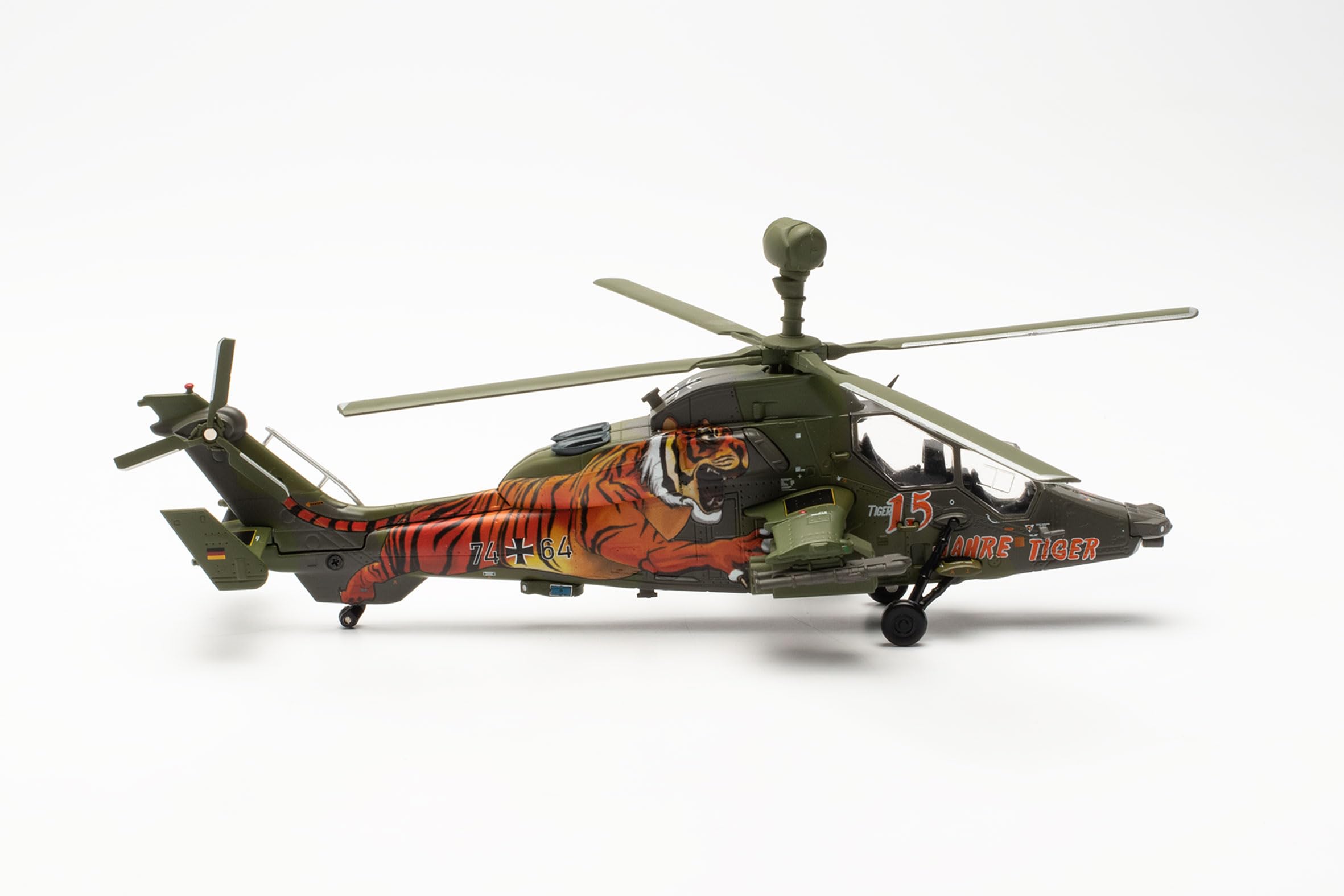 herpa 580793 Airplane Army Aviation Corps Airbus EC665, Franco-German Tiger Training Center, Le Luc, France 15 Years on a Scale of 1:72, Metal Miniature Without pedastal, Model Building