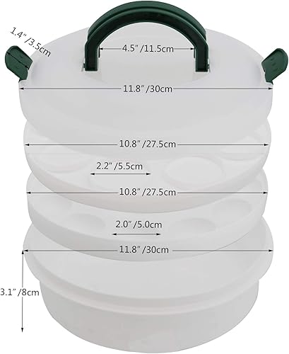 Miniatura 2 de Porta pasteles portátil de 10 pulgadas con tapa y bandeja 3 en 1, recipiente redondo para cupcakes, soporte para huevos, muffins, tartas, galletas,