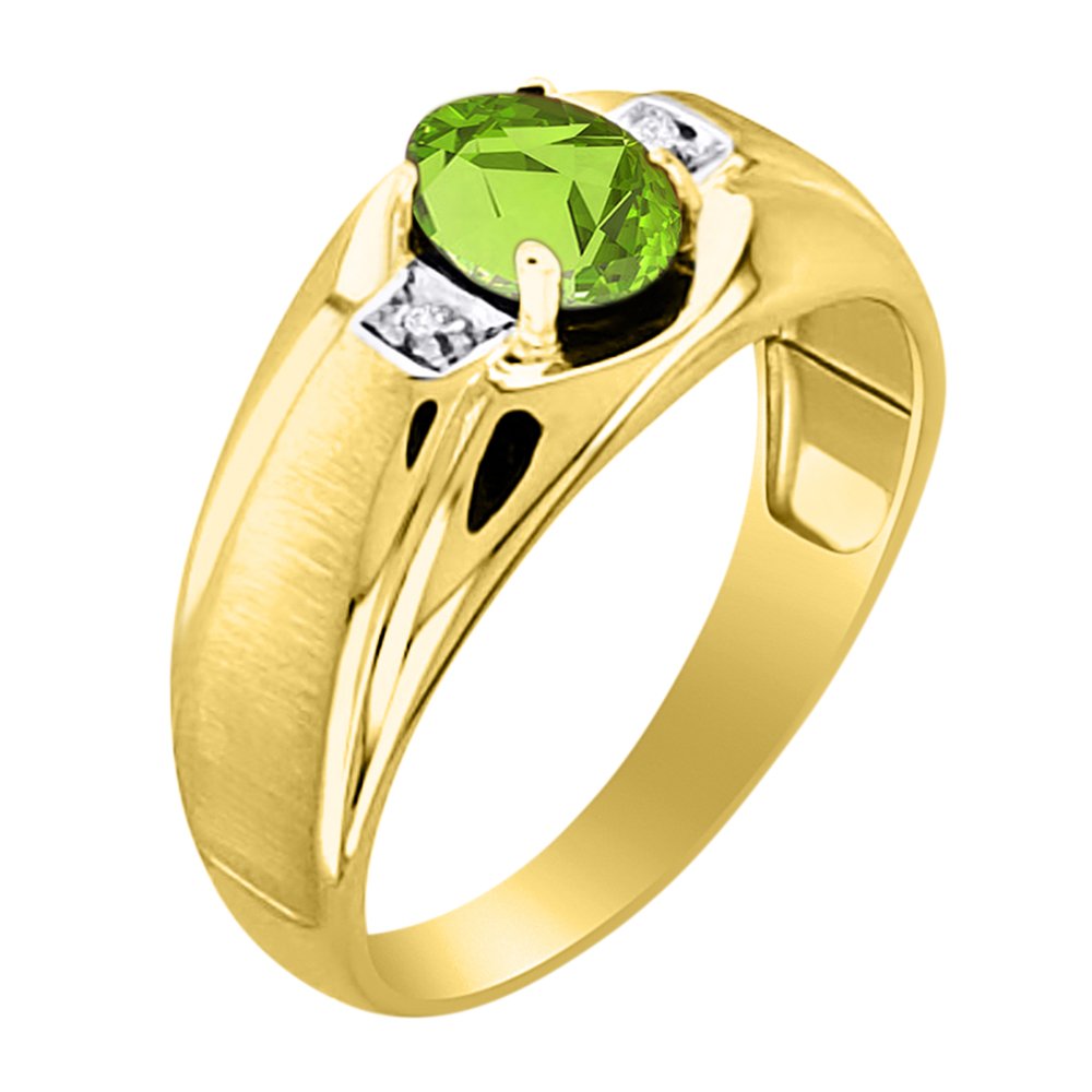 Birthstone Anillo Plata de Ley o plata chapado en oro amarillo peridoto y diamante anillo