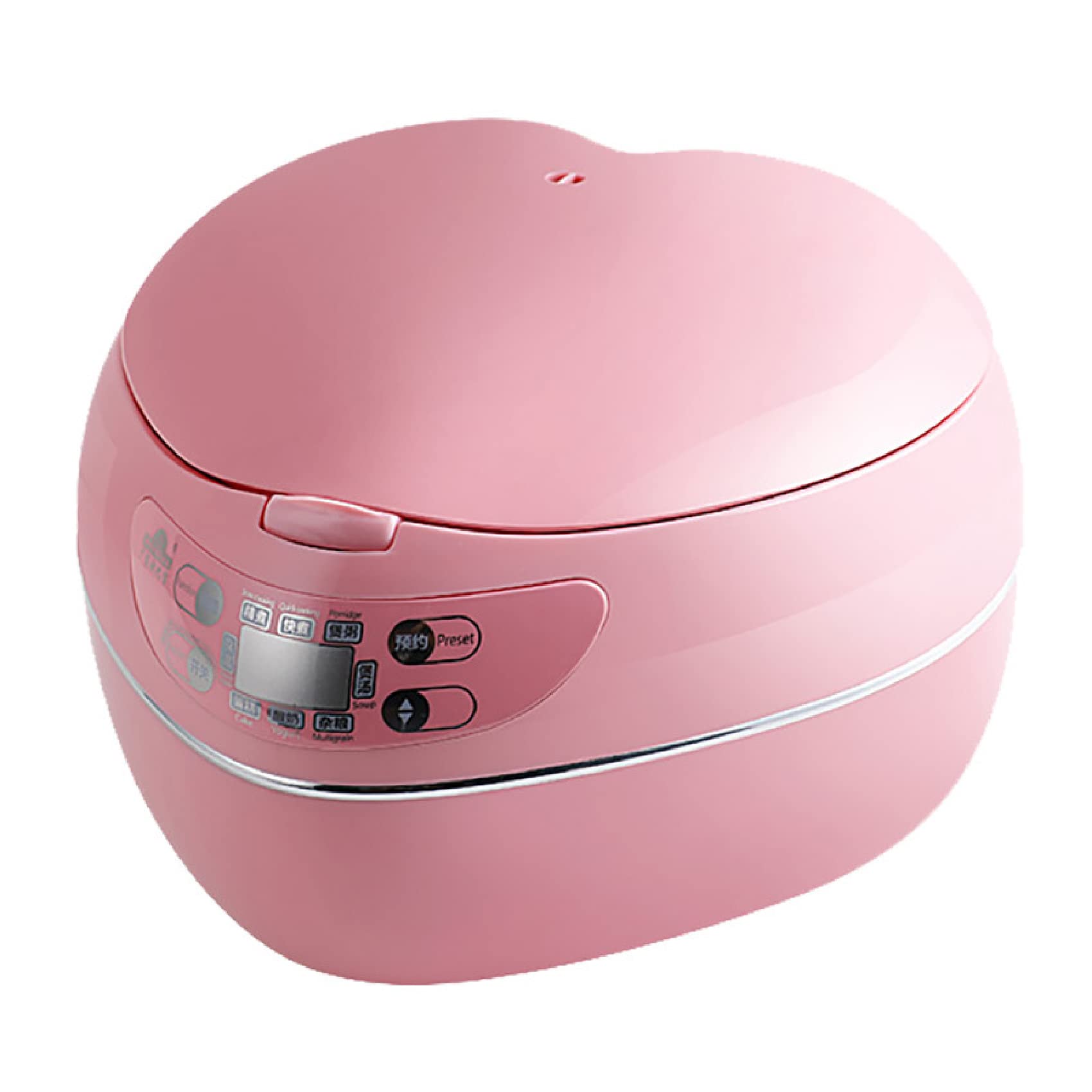 Mini Rice Cooker 1.8L Peach Heart-Shaped Smart 300W Constant Temperature Insulation Can Be Cooked Quickly Porridge/soup/Yogurt and Cakes(Pink)