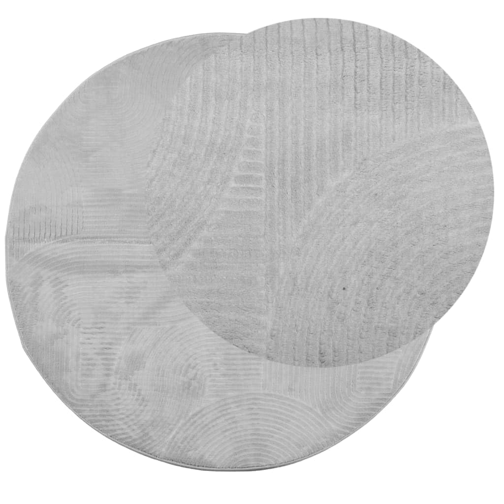 Tapis Rond Salon Poils Courts Style Scandinave IZA, Tapis de Chambre Moderne en Polyester avec Motif Géométrique Relief 3D, Déco Intérieure pour Couloir, Ø 80 cm, Gris