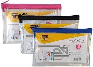Ark Pencil Case PVC Coloured Zip 200x125mm Clear Assorted Ref : 33645