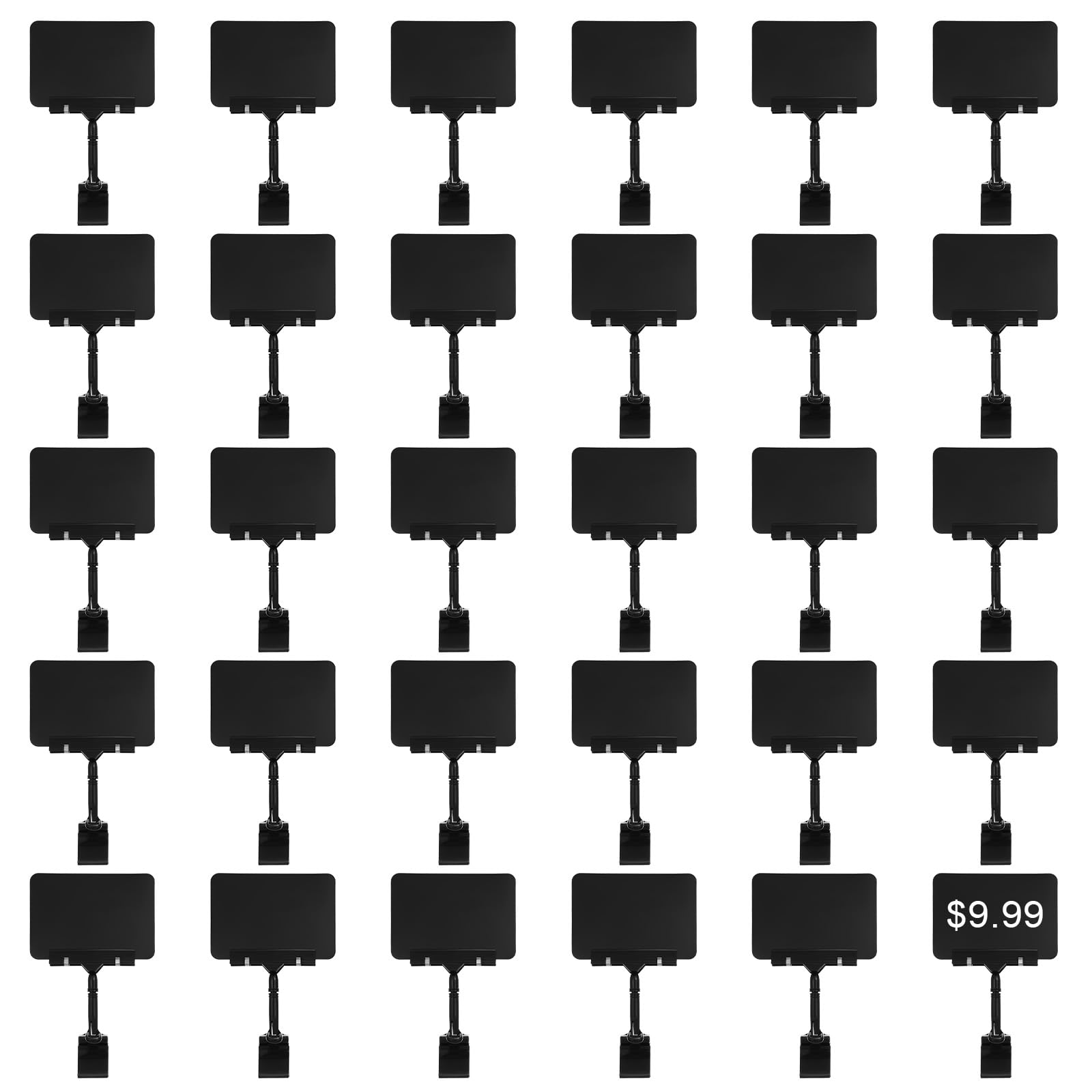 30Pcs Mini Chalkboard Sign Clips 360° Rotating Double Head Clip On Sign Holder Erasable Price Display Signs for Shelves, Store, Business, Exhibition(Black)