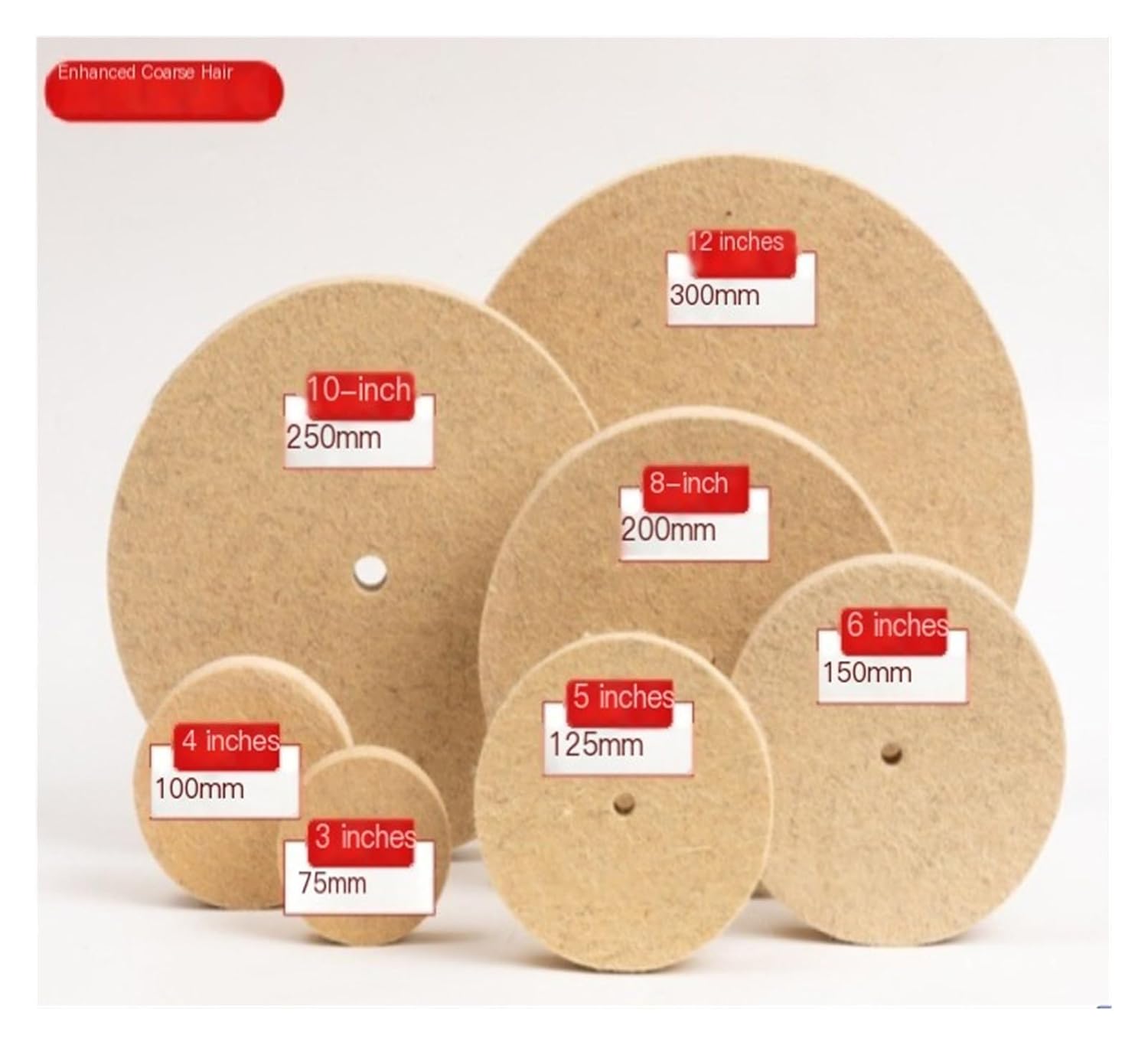 3-12 Inch Hard Wool Buffing Wheel - 5/8 Arbor Hole Compressed Felt Polishing Wheels for Bench Grinder/Die Grinder Buffing Wheels
