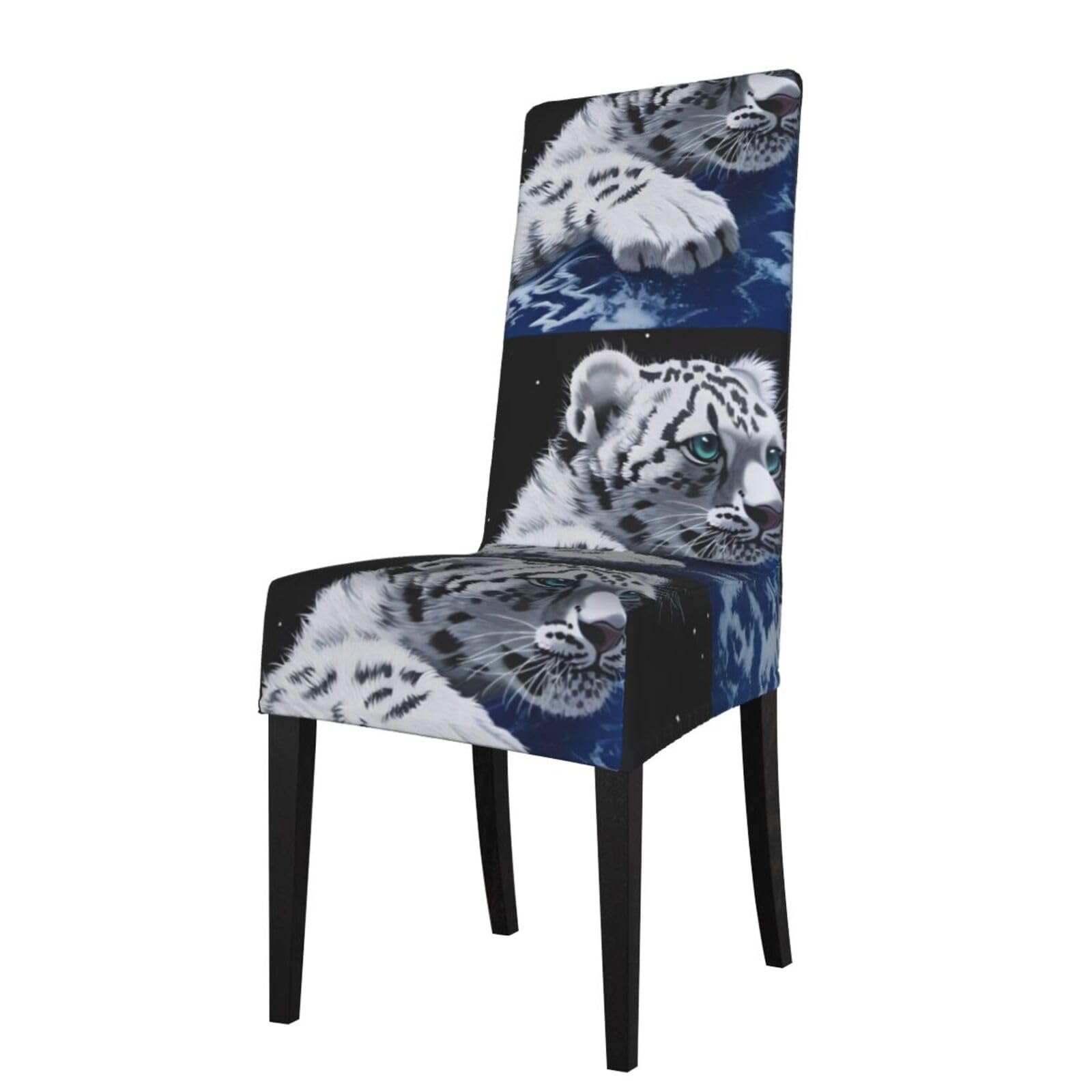 HJFCZH Little Tiger in Space Prints Dining Chair Throw Covers – Stretchable Polyester-Spandex Fabric for Elegant Home & Event Decor - Universal Fit & Easy Care