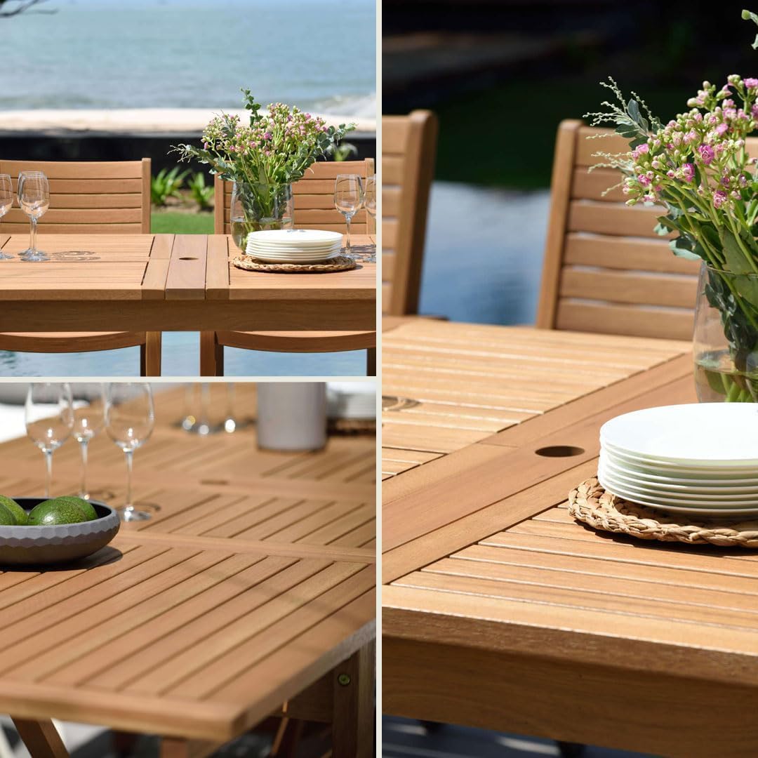 Amazonia Berlin Patio Extendable Table | Teak Finish | Durable and Ideal for Indoors and Outdoors