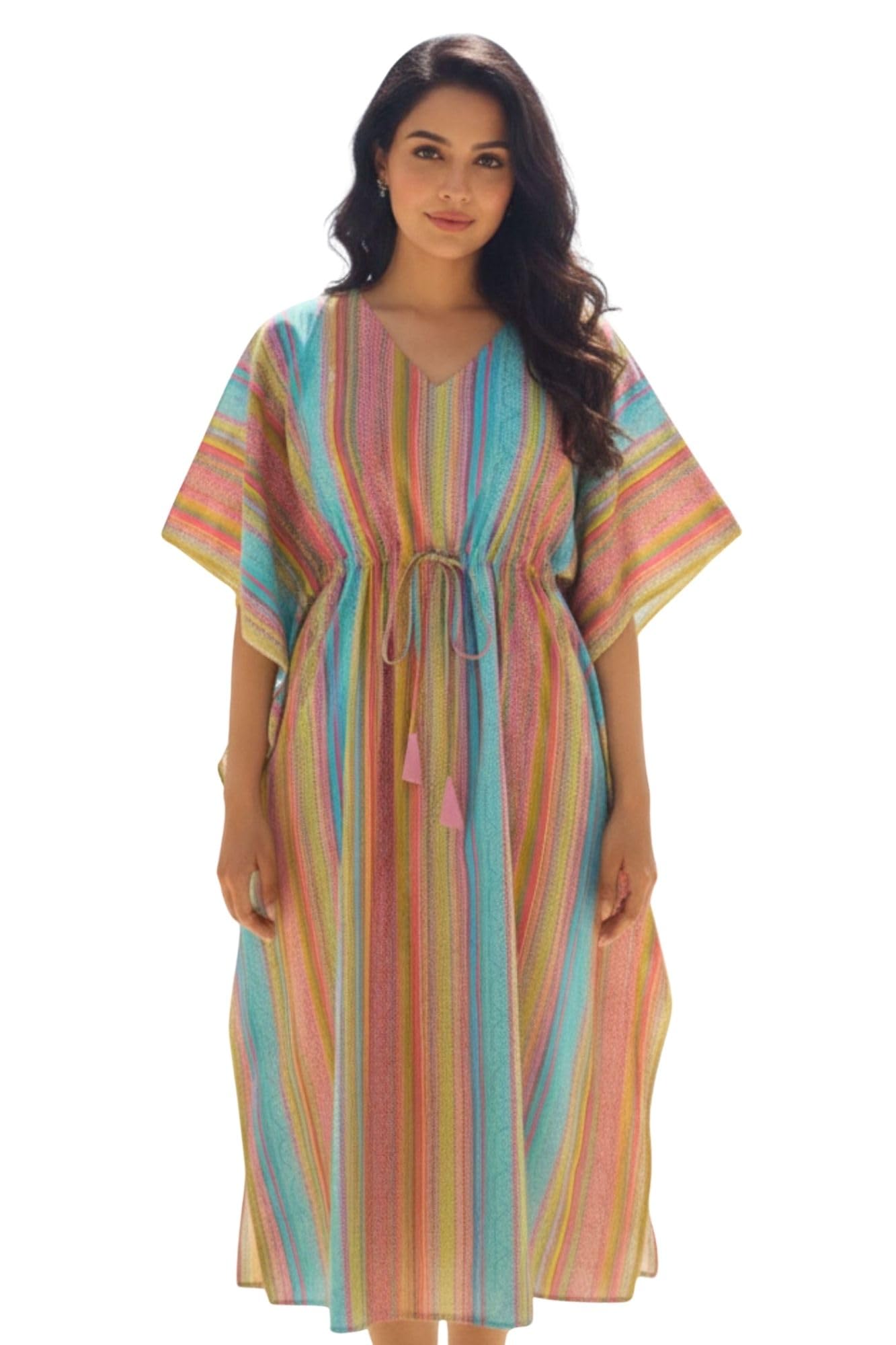 momzjoy Multicolor Maternity & Nursing Kaftan | 100% Cotton Dress-picture-19