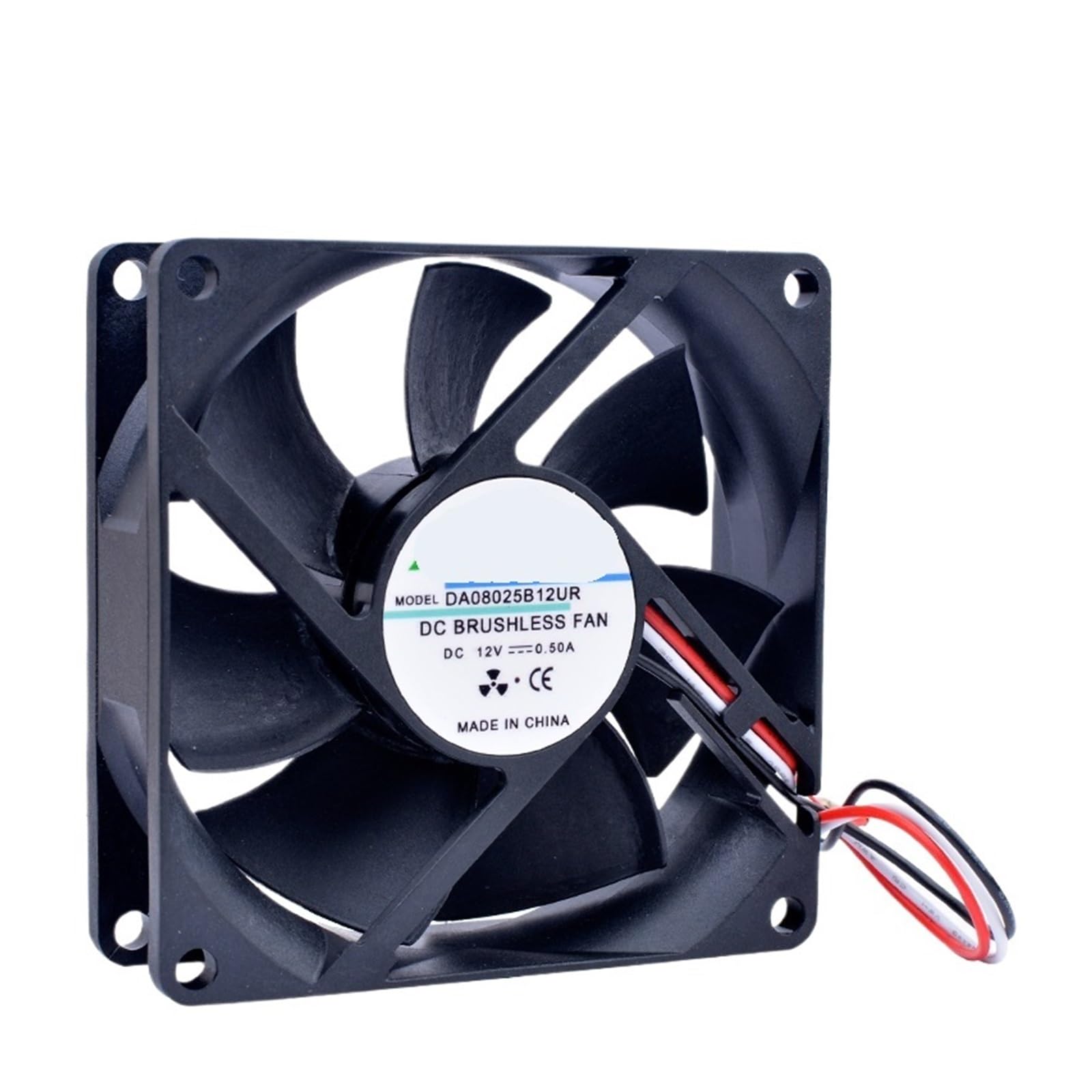 JJKKOZVQF DA08025B12UR 8cm 80mm fan 80x80x25mm DC12V 0.50A 3 wires 3pin cooling fan
