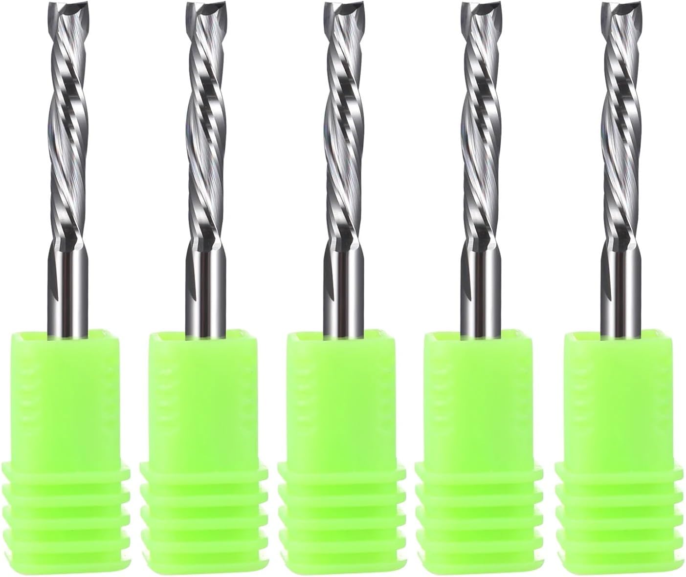 5pcs/Set Spiral Router Bits CNC End Mill 3.175 Shank 2 Flutes UP and Down Cut Spiral Carbide Mill Tool Cutters for Wood Engraving