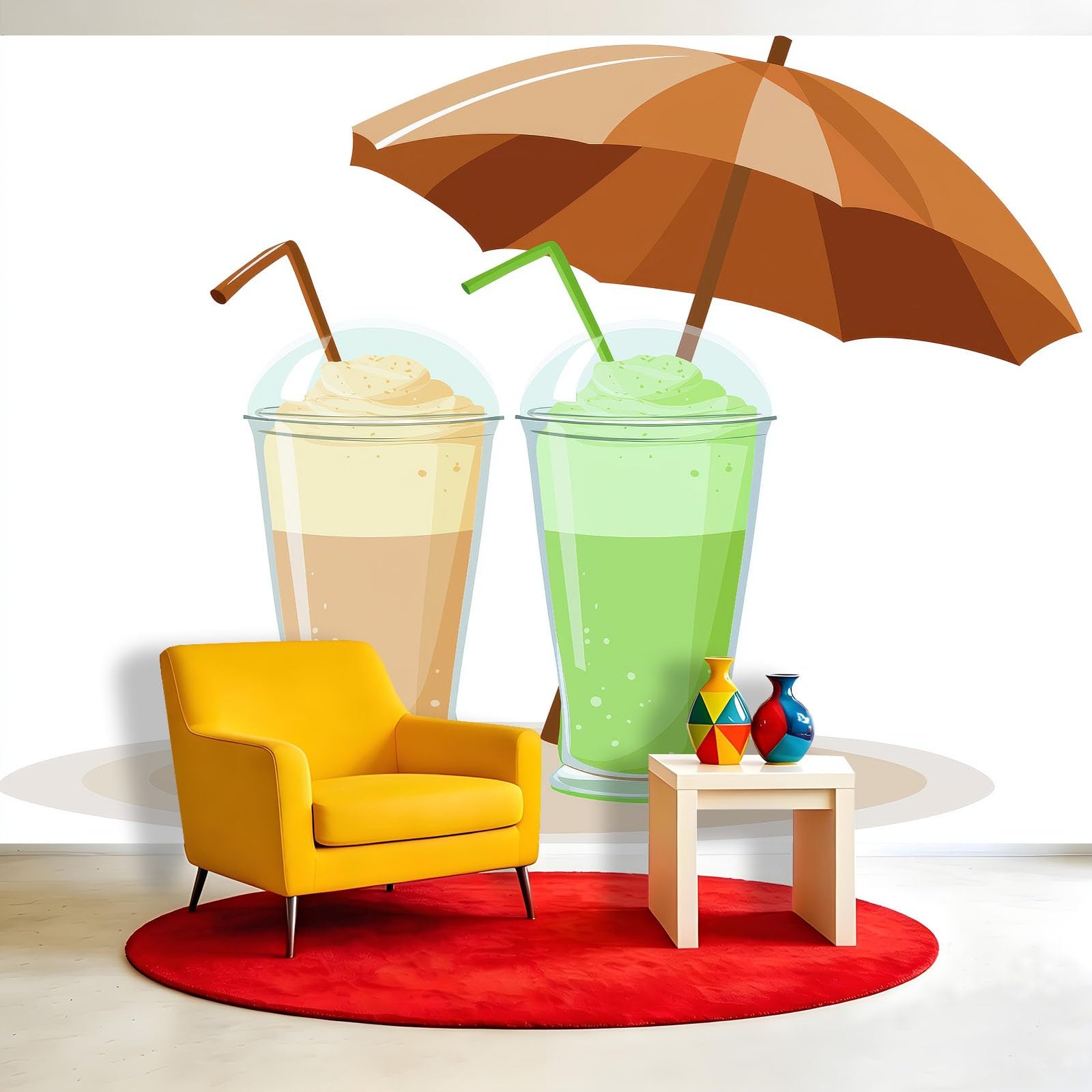 Papel pintado no tejido – Papel pintado 200 x 140 cm – Fotomural – Decoración de pared para tienda de postres, tienda de bebidas frías, habitación infantil, papel pintado fácil de montar – Moderno
