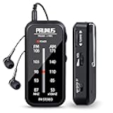 Pocket Radio Mini AM FM Stereo Radio Portable Battery Operated Radio, Includes Headphones, with Back Clip and Signal Indicator, Operated by AAA Batteries for Emergency,Walking,Running,J-985 by PRUNUS