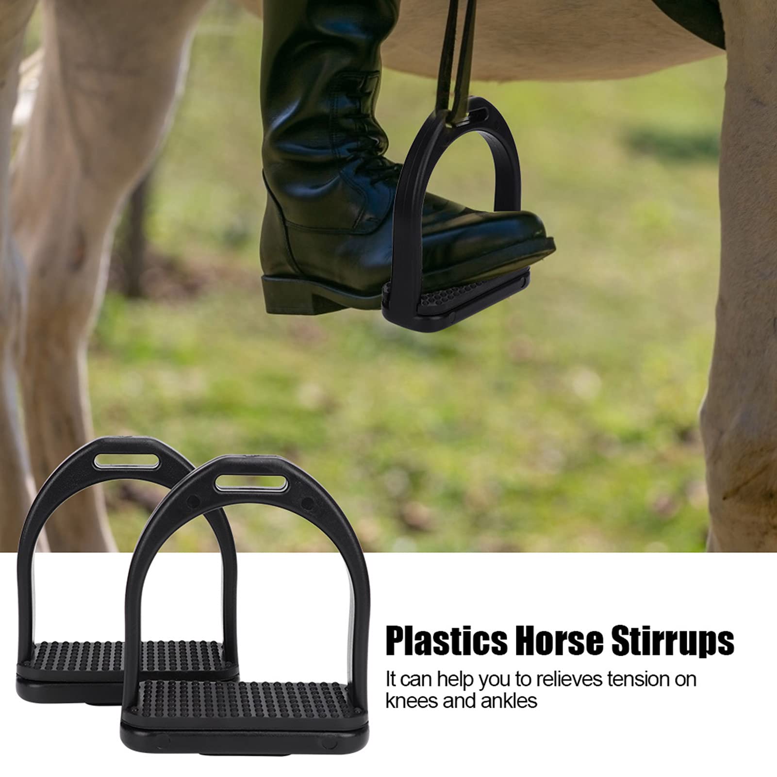 Gavigain 2 Pcs High Strength Stirrups, Plastics Stirrups with Black Non Slip Rubber Pad Horse Riding Tool Accessories (Small)