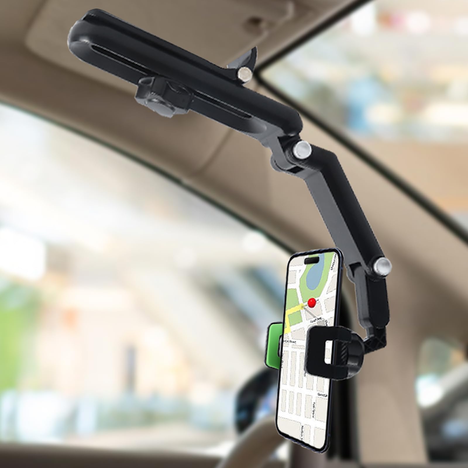 Green Sun Visor Phone Holder, Phone Holder for Car, 360 Rotatable and Adjustable, Compatible with All Smartphones, More Comfortable to Use Hands-Free. (Green)-image-19