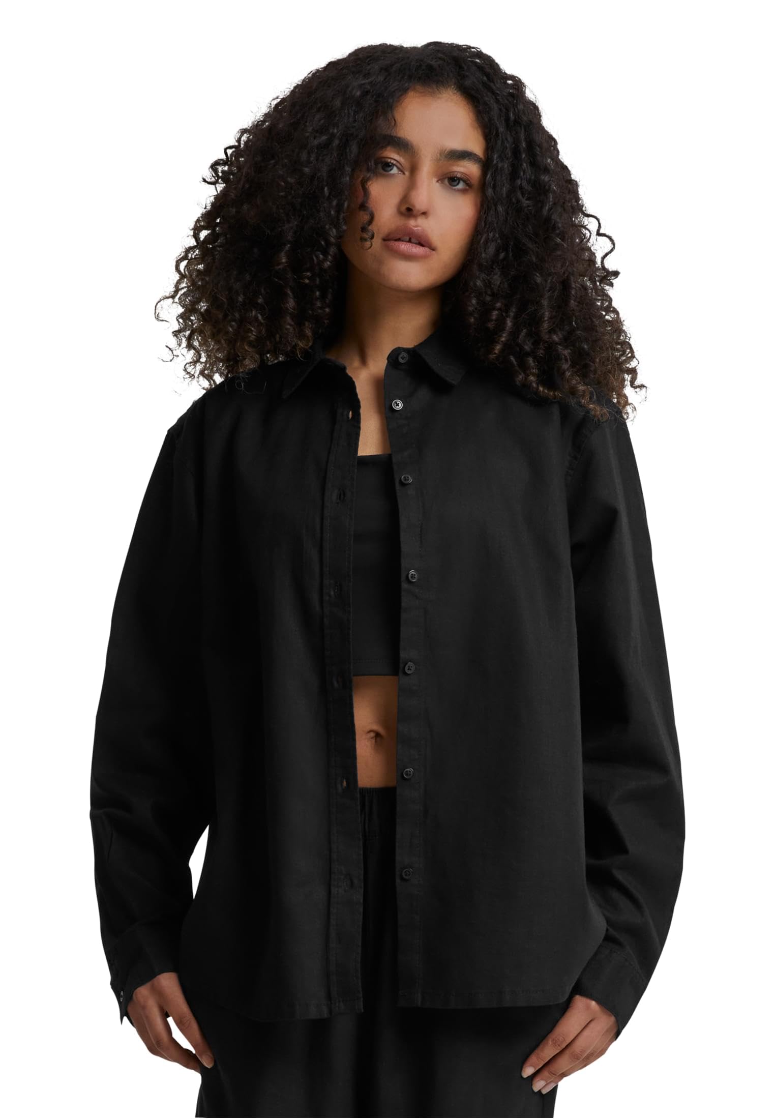 Urban Classics Damen Ladies Linen Mixed Oversized Shirt