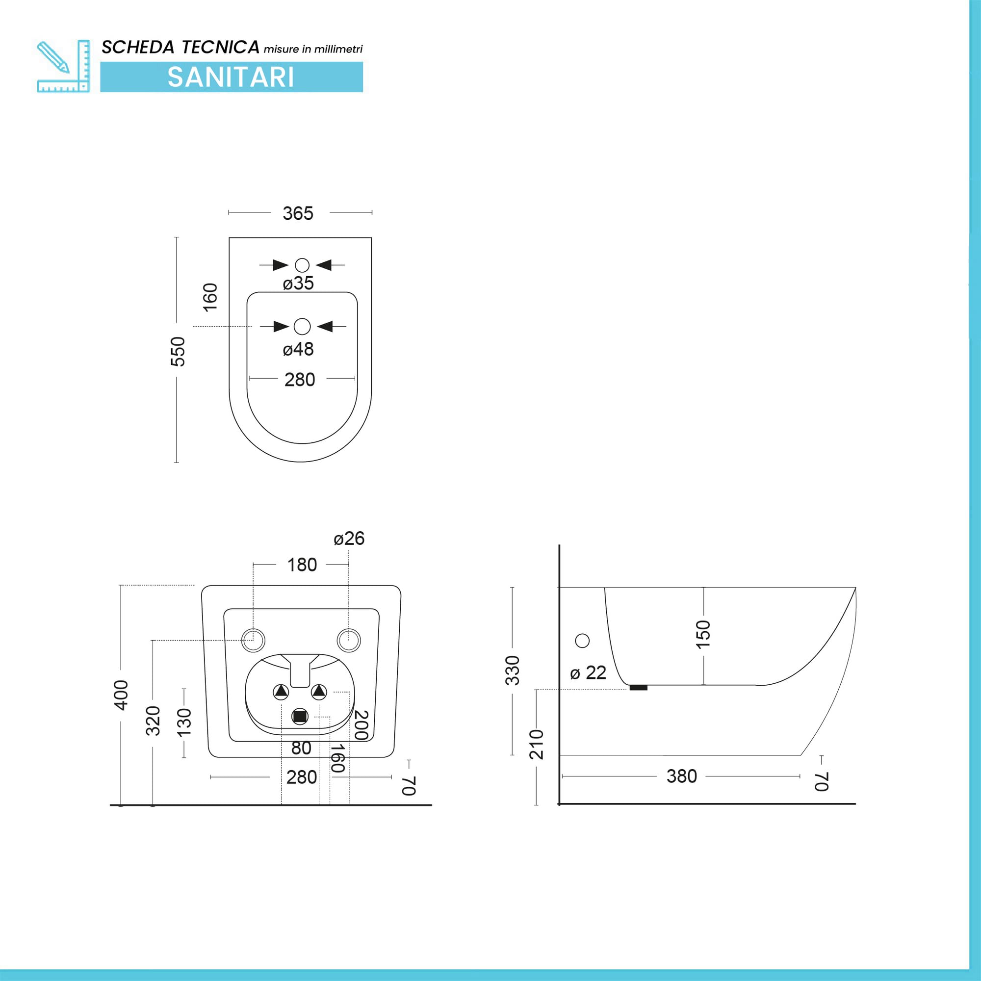 Coppia Sanitari Sospesi Tokyo Rimless Bianco Opaco WC E Bidet Con Sedile Soft-Close