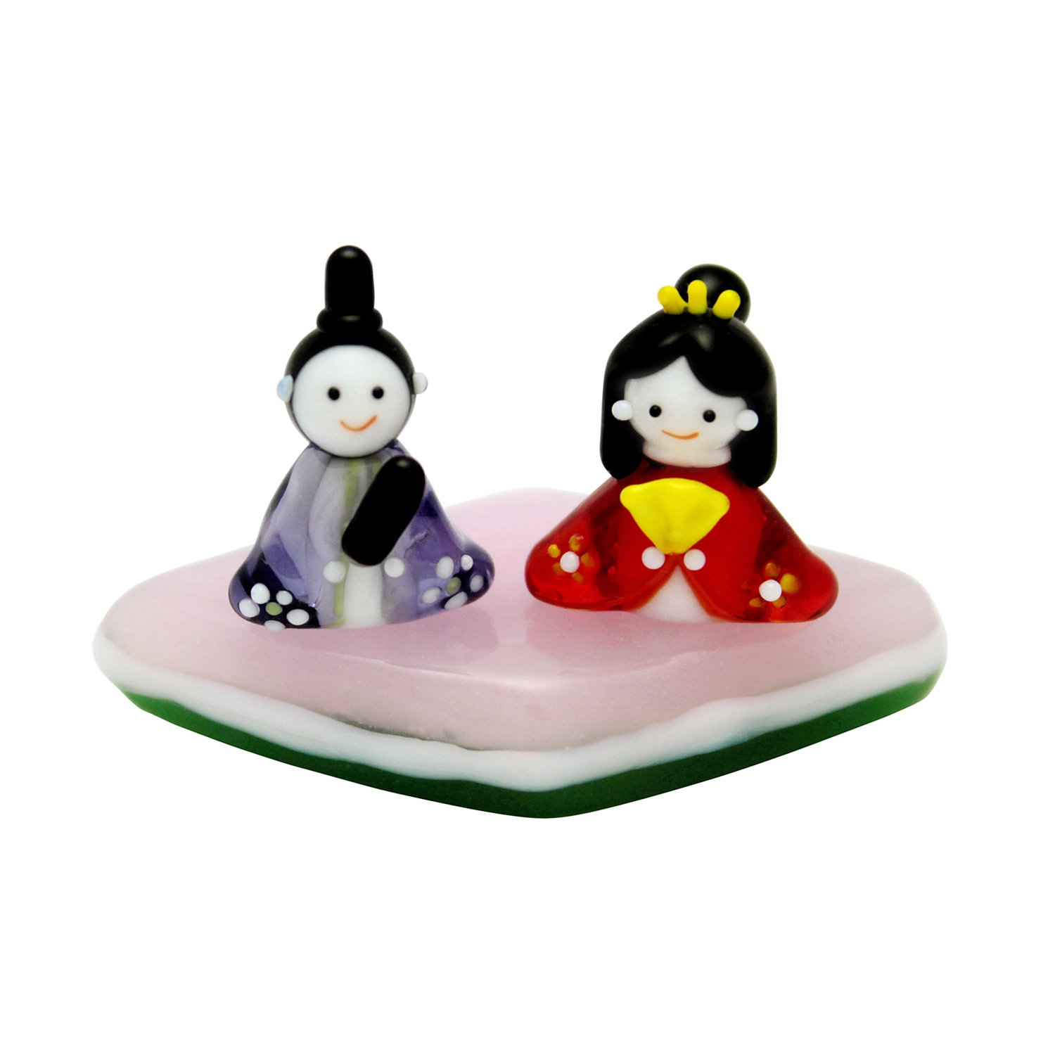 Amazon.co.jp: かわいらしい ガラス細工 ガラスのひな人形セット ひし