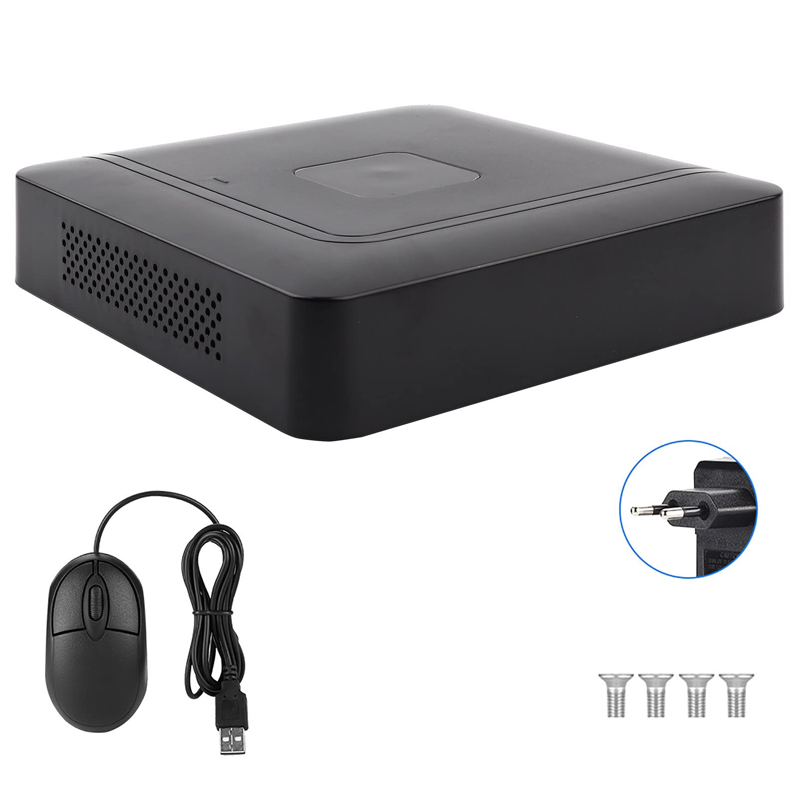 Ranvo CCTV-Recorder, rejestrator bezpieczeństwa 5 w 1, 4-kanałowy, hybrydowy czujnik ruchu 1080p HD dla bezpieczeństwa w domu (europejski standard 100-240 V)