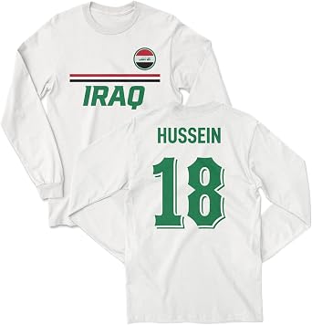 Iraq Soccer Fans Hussein 18 Jersey Style Long Sleeve T-Shirt