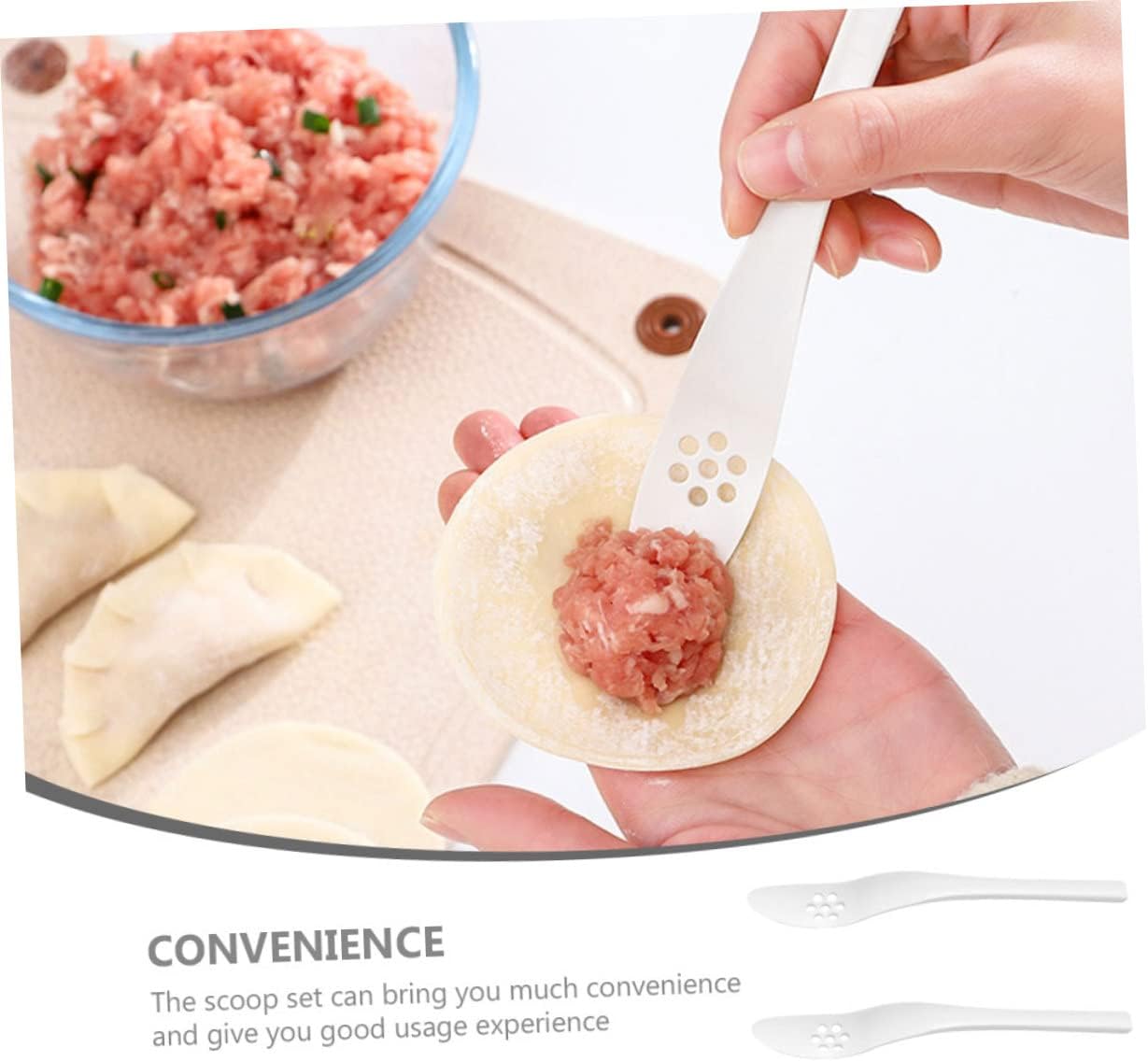 2pcs Melon Ball Scoopers Plastic Fruit Ball Spoon Set White