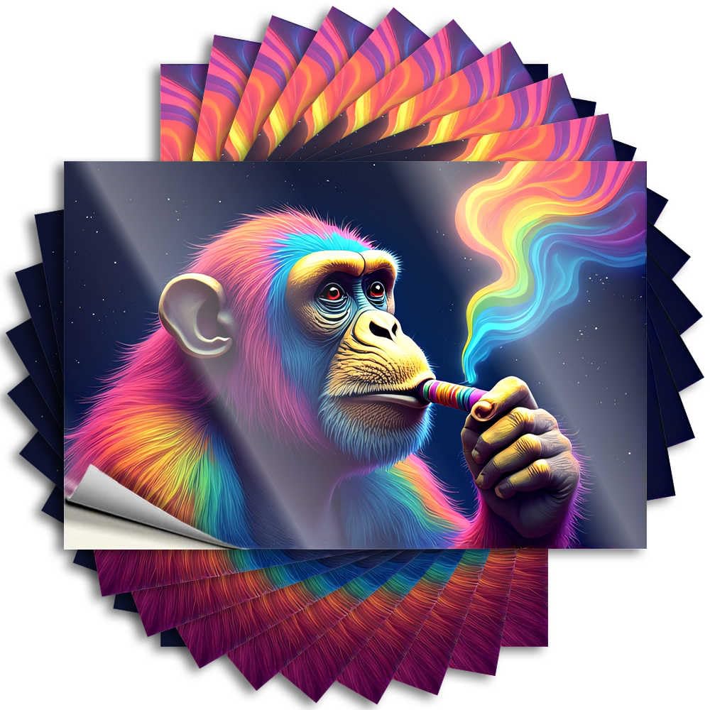 Abipuir - Car Accessories Rainbow Monkey Space Smoking 10 Car Stickers (8 x 12 cm)