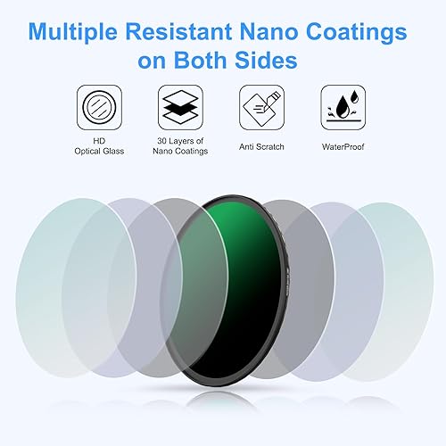 Miniatura 5 de Filtro ND 1000 de 3.031 in, filtro de densidad neutra de 10 paradas para lentes de cámara, revestimiento multiresistente de 16 capas, vidrio óptico