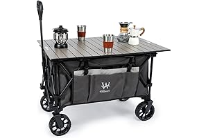 Whitsunday Folding Collapsible Utility Camping Park Wagon Cart with Aluminum Table Plate