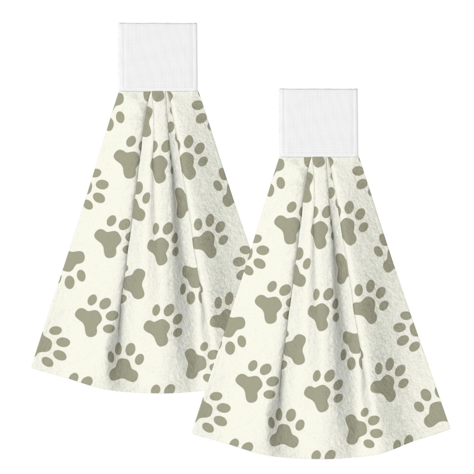 DOPKLNA Dog Paws, 2 Pcs Hanging Coral Fiber Hand Towels for Bathroom, Absorbent Kitchen Towels