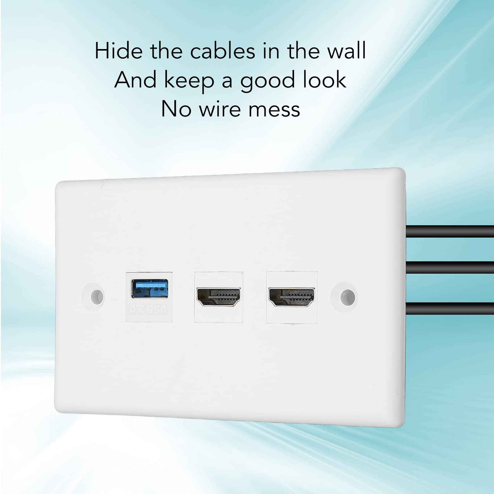 Bewinner Presa a Muro HDMI 3 Porte USB 3.0 Piastra Ethernet Senza Saldatura per TV HD a Parete