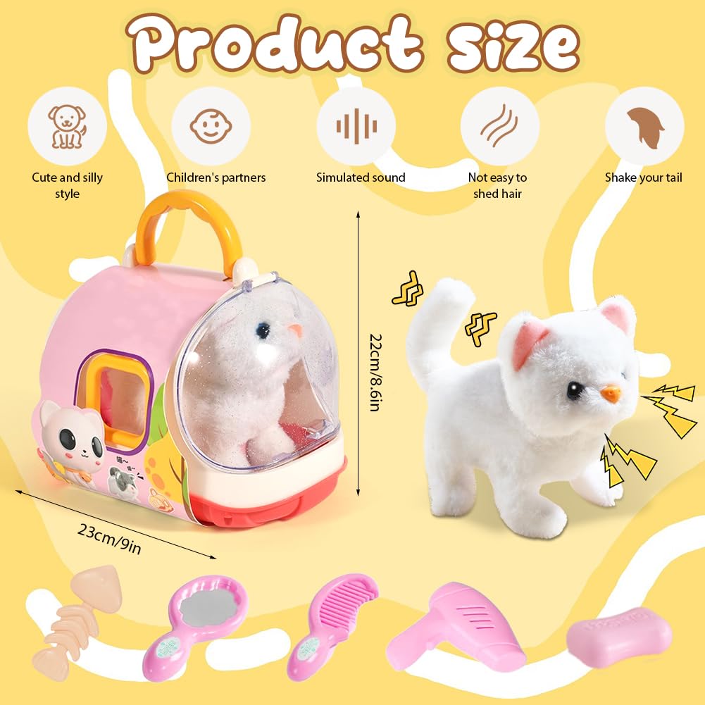 Perro de Peluche electrónico Que Corre, ladra y Cola menea con Correa y Juego de Cuidado, Jaula eléctrica para Perros, Juguete Educativo Interactivo a Partir de 3 años, Ideas de Regalo para Perro de Peluche electrónico Que Corre, ladra y Cola menea con Correa y Juego de Cuidado, Jaula eléctrica para Perros, Juguete Educativo Interactivo a Partir de 3 años, Ideas de Regalo para