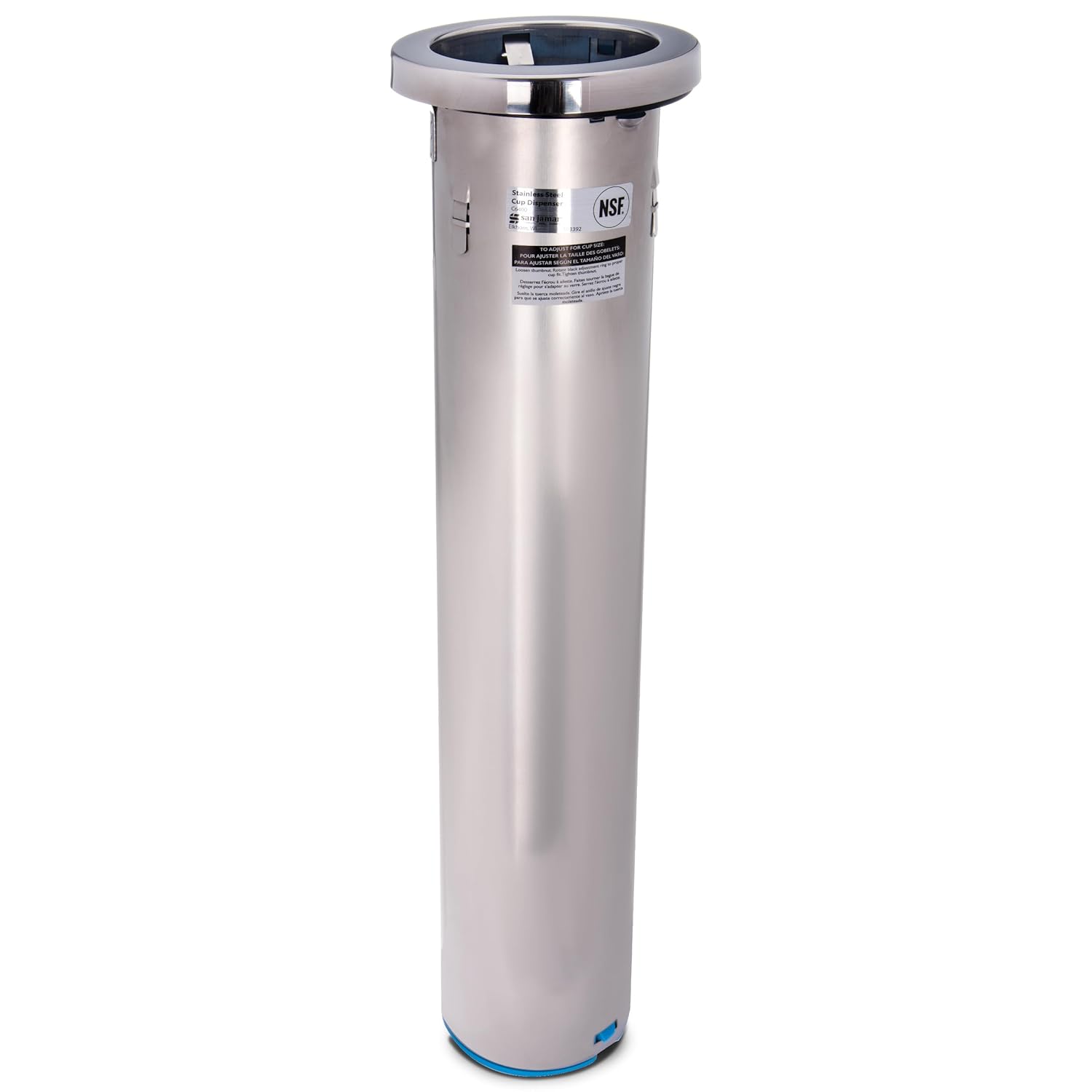 San Jamar In-Counter Cup Dispenser Fits 32 - 46 Oz Cups for Restaurants, Dining Halls, and Fast Food, Stainless Steel, 23.5 Inches, Silver
