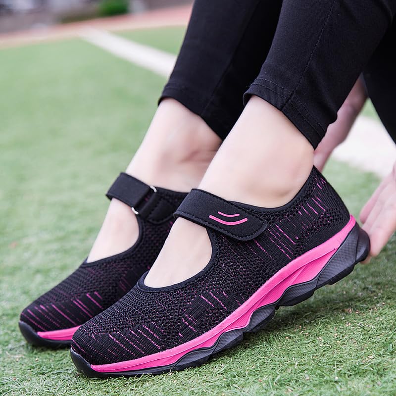 Women Mesh Shoes Hook and Loop Summer Ladies Shoes Soft Comfortable Female  Shoes Shock Absorption Sole Outdoor Sport Shoes WJ145 (Rosy Red, 37) :  Amazon.ae: Fashion