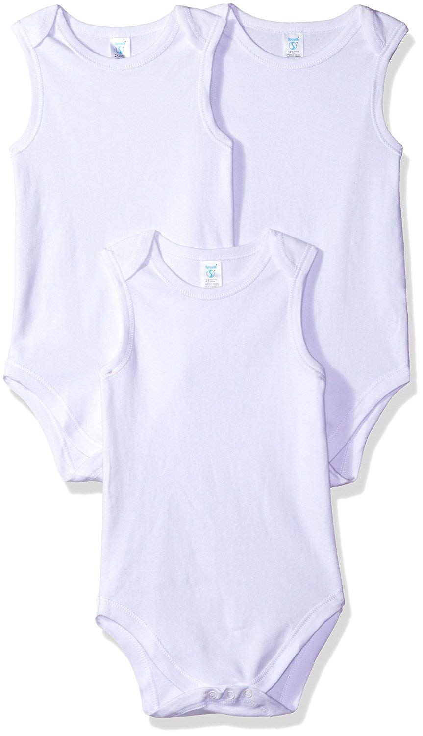 Spasilk Baby Girls 100% Lap Shoulder 3-pack 3 Cotton Sleeveless Bodysuit, White, 9 Months US
