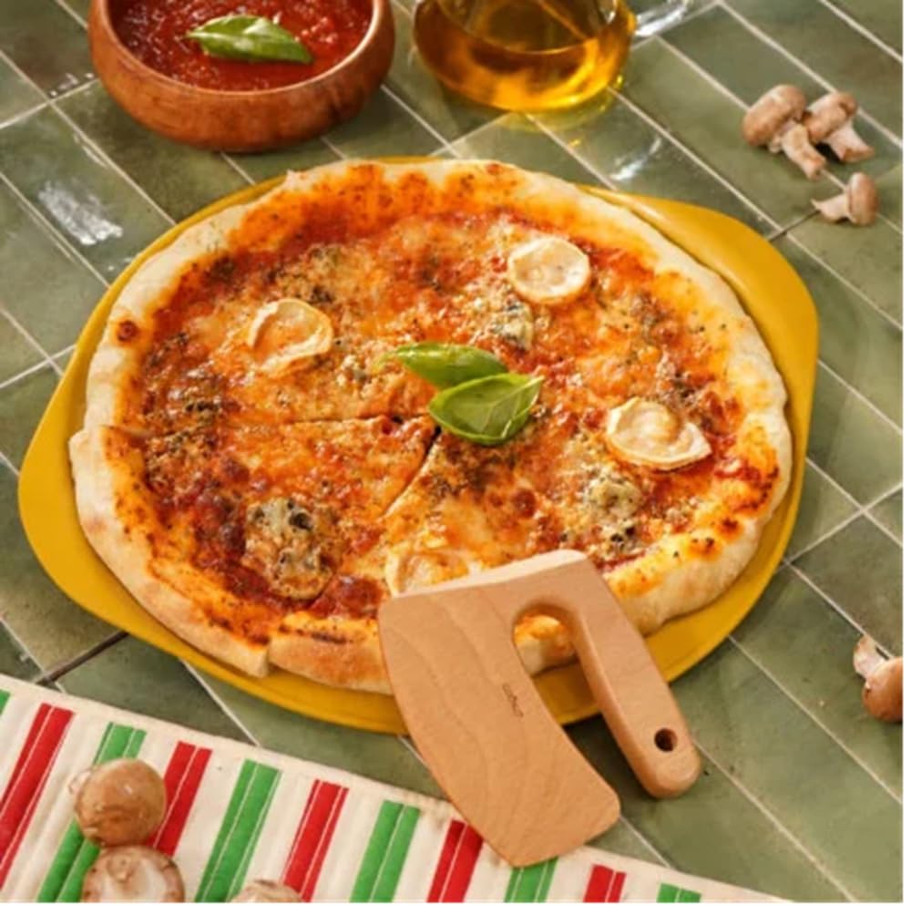 COOKUT Il fantastico piatto per pizza con tazza pizza – Dimensioni: 33 cm – Colore mango (giallo)