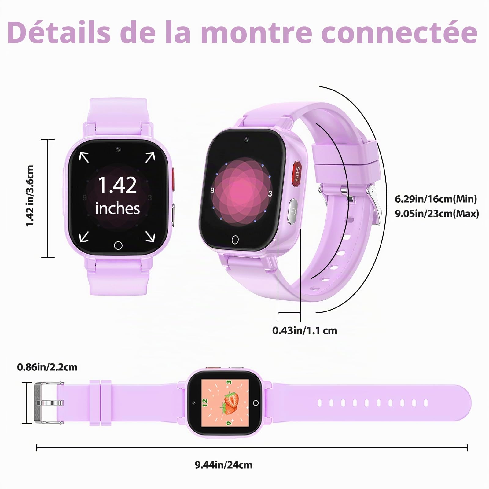 Montre Connectée Enfant-Smartwatch avec 4G Appel GPS Vidéo Chat SOS Jeux
