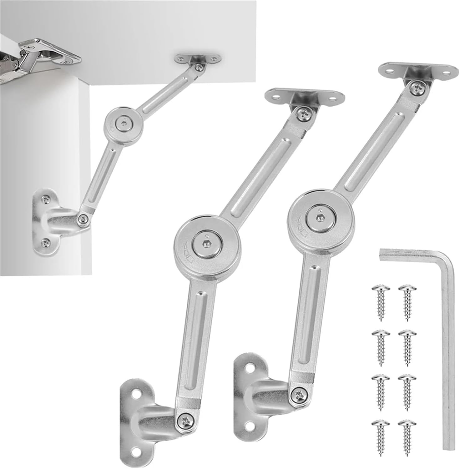 Flexible 8 Pcs Lid Support Hinges Heavy Duty - 110° Open Angle, Supports Up to 50LBS