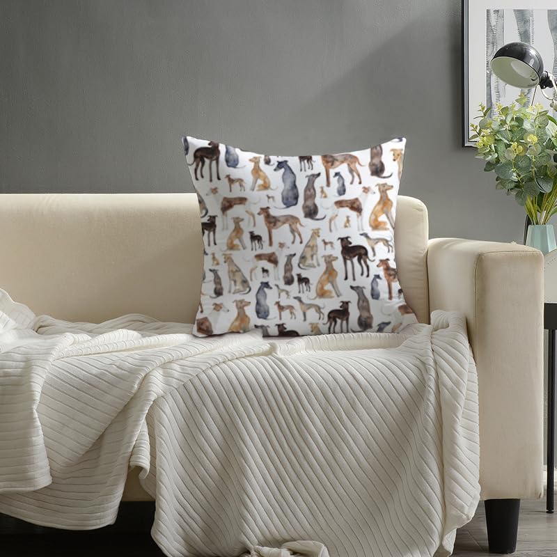 KUNQIAN Kissenbezug Greyhound Kissen Windhund Whippet deko Geschenke für Frauen sofakissen kissenbezüge dekokissen couchkissen kissenhülle Sofa Schlafzimmer Wohnzimmer Zimmer zierkissen 40x40cm