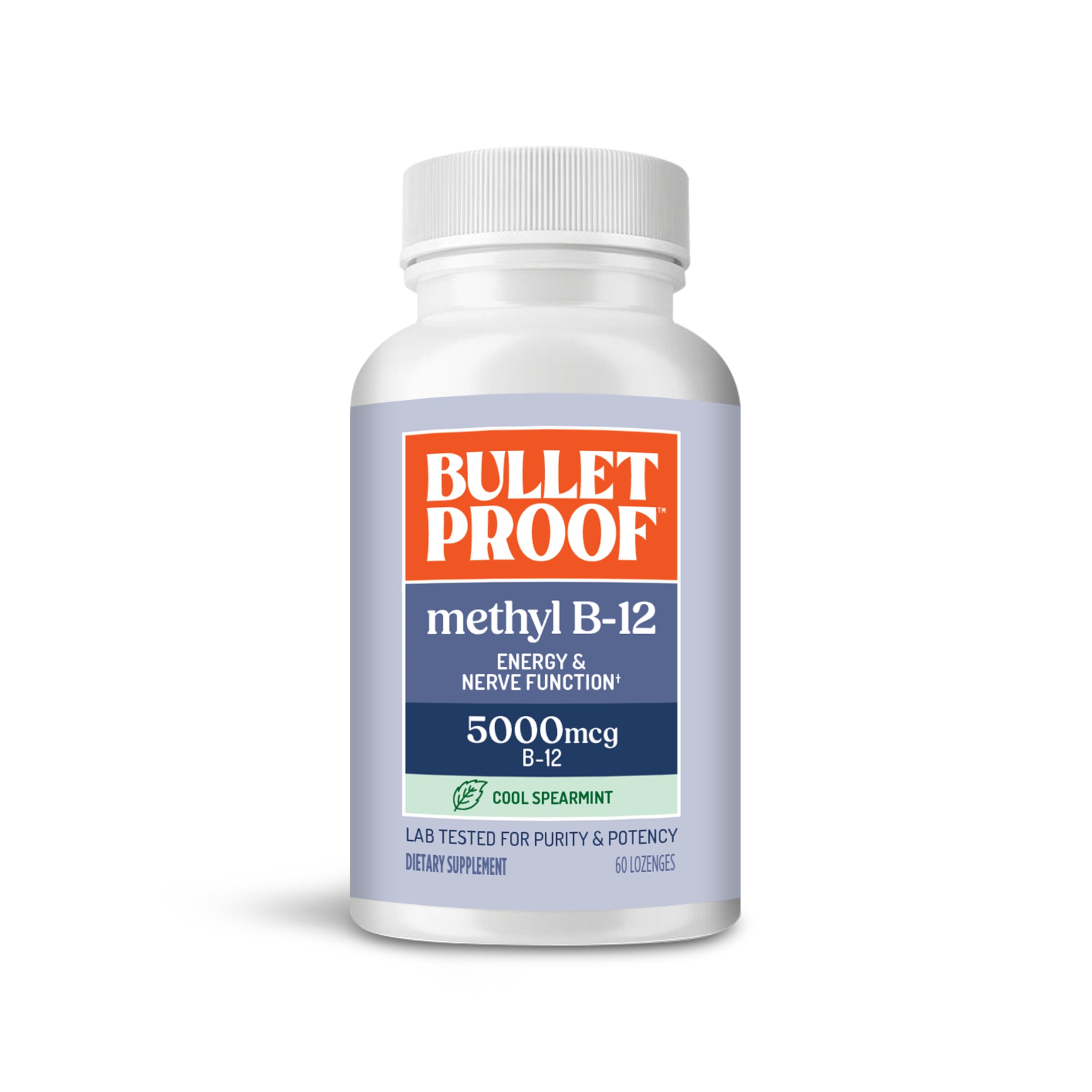 Bulletproof Cool Spearmint Methyl B-12 Lozenges, 60 Count, Supplement for Energy and Nerve Function