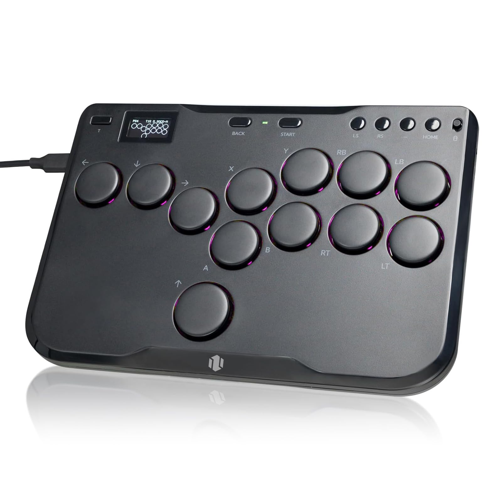 Haute42 Arcade Stick Leverless Controller P12: Leverless Arcade Stick with TURBO & Silent Low-Profile Switches,Arcade Controller for PC/PS3/PS4/Switch Game with Lock Button Support Hot Swap & SOCD