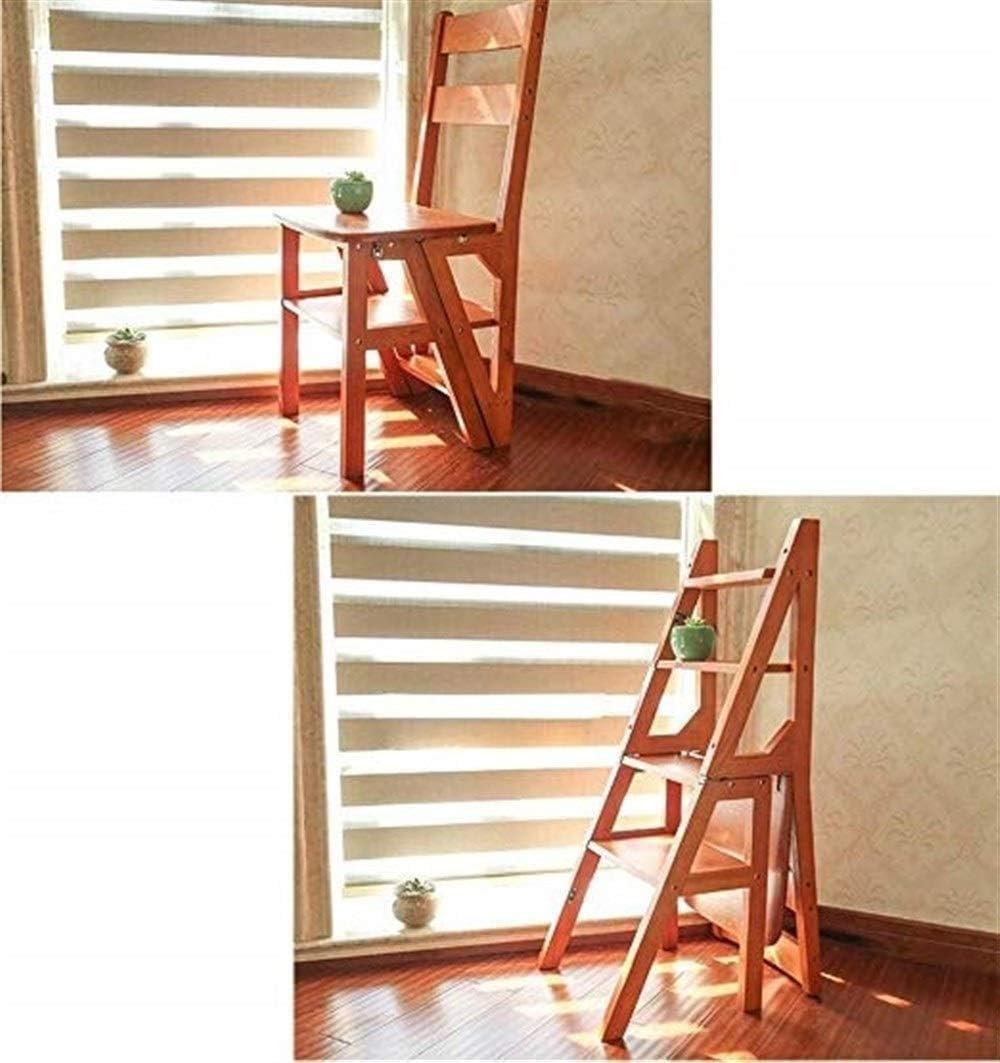 Wooden Utility Step Multi-Functional Small Ladder Chairs Step Stool Folding Ladder Stool 4 Step Stepladders (C)