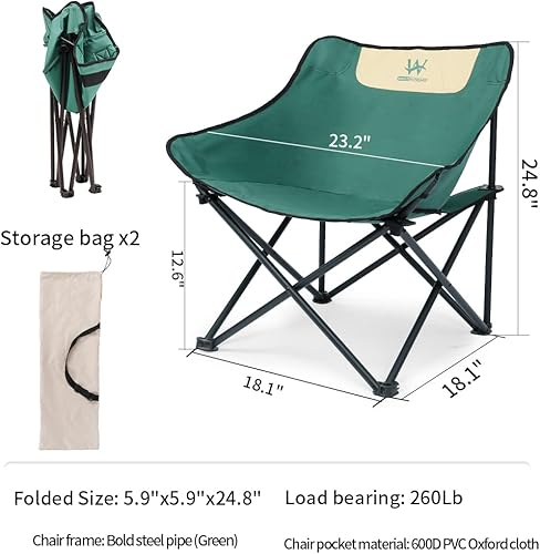 Miniatura 2 de Whitsunday Silla de camping plegable para exteriores con bolsillo lateral integrado (2, verde)