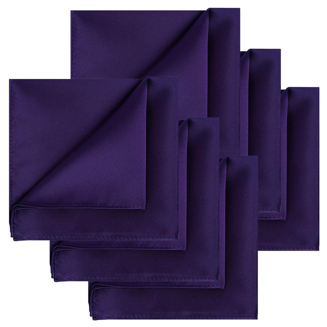 KissTies 6PCS Satin Pocket Square Plain Color Handkerchief Gift Set
