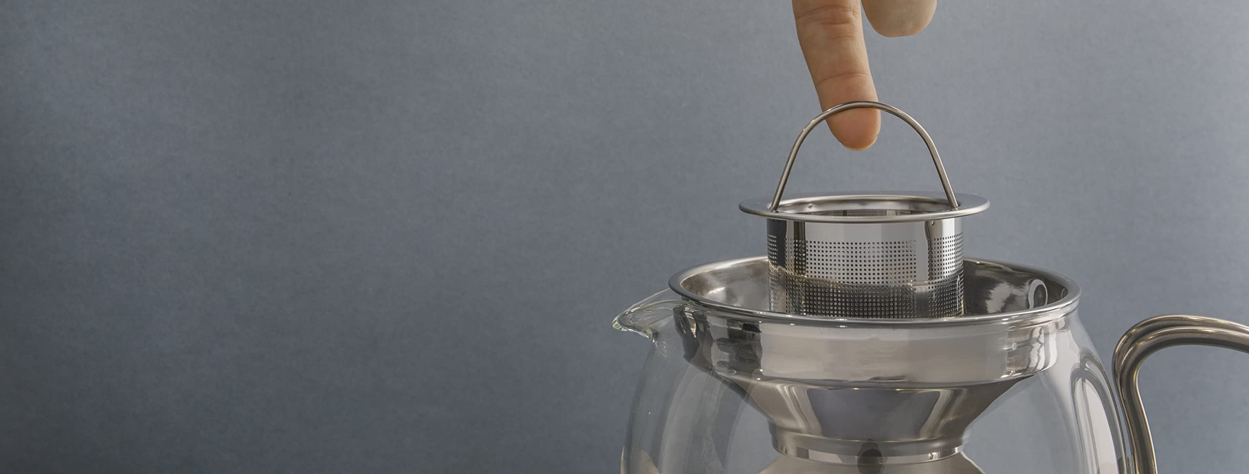 La Cafetière Teekanne Glas Lose-Blatt-Teekanne mit Sieb, 1 L, Silber