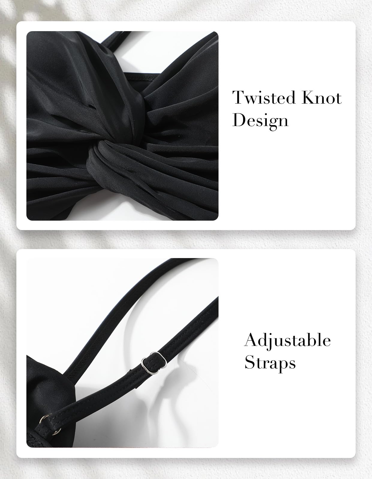 Adigaber Damski dwuczęściowy strój kąpielowy skręcony przód z wysokim stanem plus size zestaw bikini z dekoltem w serek elegancki