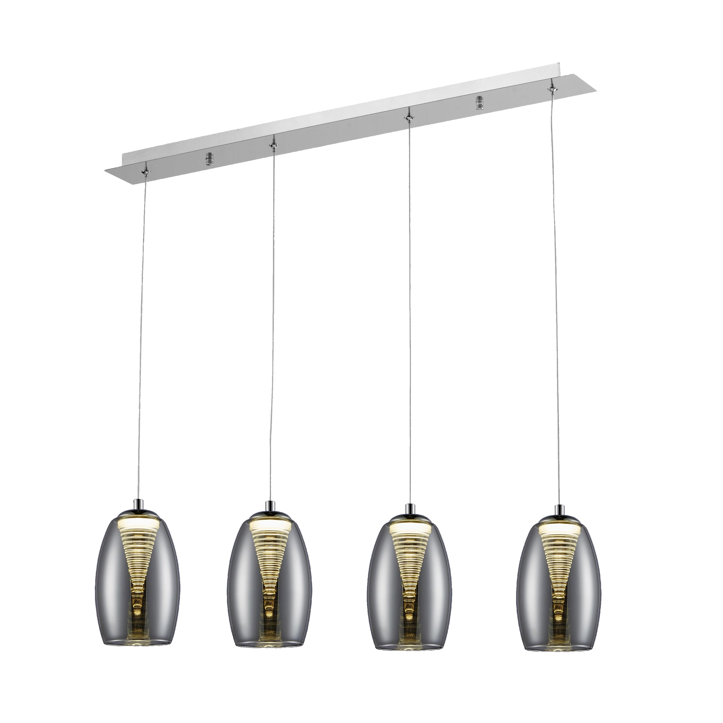 Lightbox LED Pendelleuchte mit Rauchglas - höhenverstellbare Hängelampe 4-flammig - dimmbare Deckenleuchte mit 3-Stufen-Schaltung - Lampe für Esstisch, Wohnzimmer & Küche - inkl. LED