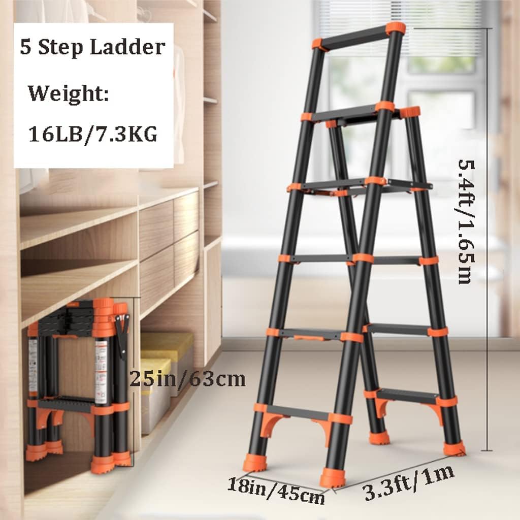 Home Telescoping Ladders Type A Aluminum Folding Ladder Sturdy and Reliable Portable Step Ladders 330 Lb/150kg Capacity