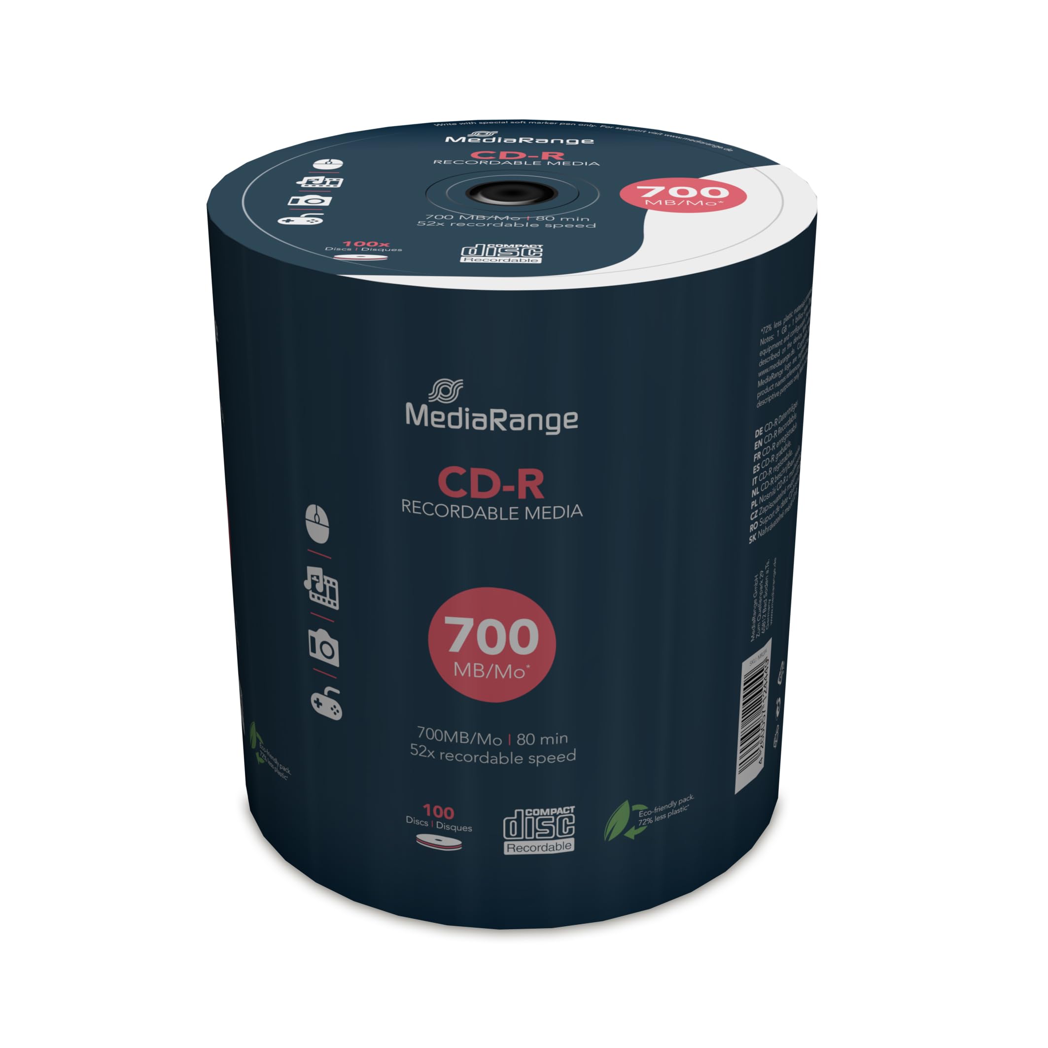 100 CD-​R vergini Mediarange da 700MB, 80Min